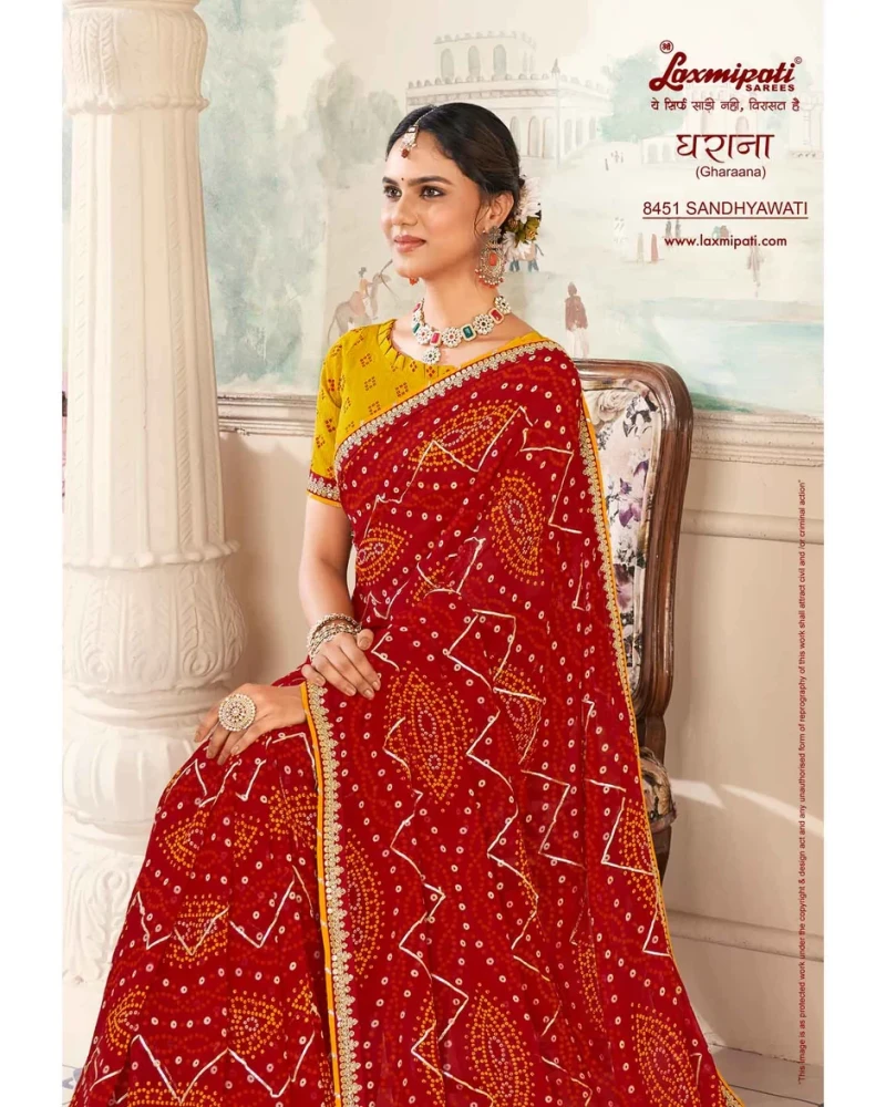 Gharaana 8451 Chiffon Maroon Saree