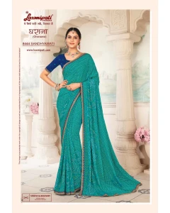 Laxmipati Gharaana 8444 Chiffon Firozi Saree