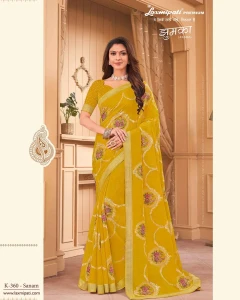 JHUMKA K-360 Chiffon Mustard Saree