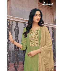 Spun Base Fabric Straight Cut Kurti With Pant & Dupatta