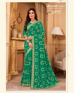 JHUMKA K-355 Chiffon Green Saree